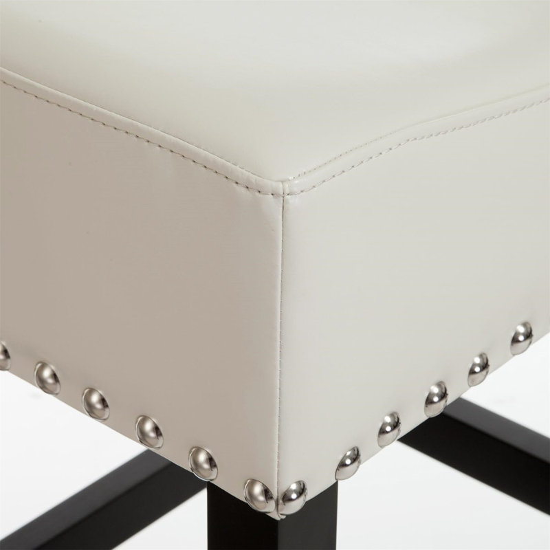 One Allium Way® Backless Ivory Leather Counter Stool (Set Of 2) | Wayfair