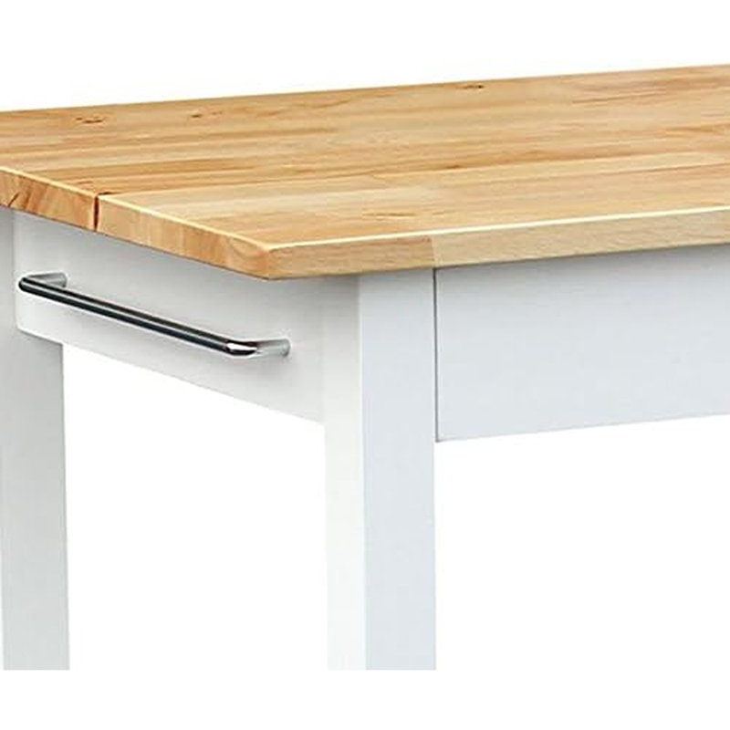 Kitchen Island With Solid Hardwood Top, Natural/White