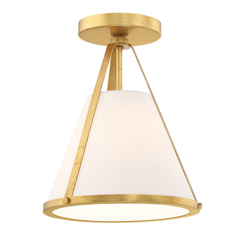 1 Light Semi Flush Mount, Antique Gold