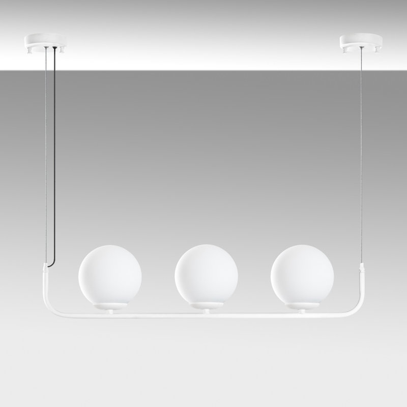 Elegant Adjustable Chandelier (3 Pieces), White Metal Body, 29.5 x 5.9 x 7.9 inches | Max Height: 43.3 inches | Compatible with E14 Bulbs (Max 40W), Perfect for Modern Living Rooms & Dining Areas, IP25 Rated