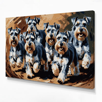 Dogs Miniature Schnauzer Black Canvas Wall Art