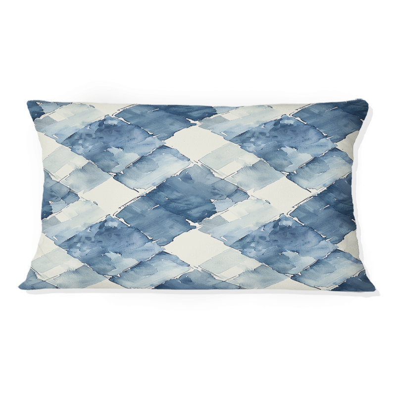 Coussin Mid-Century Gingham II - Mid-Century bleu et blanc