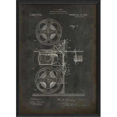 « darby movie projector brevet », impression encadrée