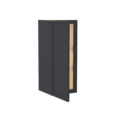 Gallery Express Alton Plywood Assembled 12 in. W X 12 in. D X 30 in. H Wall Kitchen Cabinet with Shelves Left in Onyx
