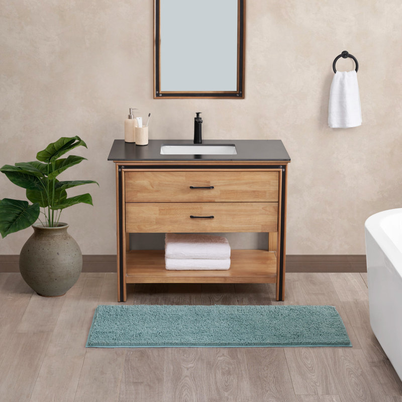 Non-Slip Bath Mat - Basics by Wayfair™, Aqua, Single - 24" L x 60" W