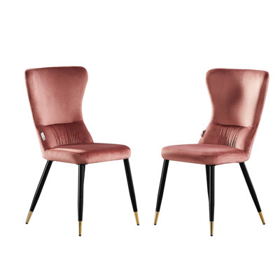 Hartshorne Velvet Dining Chairs - Ergonomic Curved Back with Metal Legs -  Side Chair for Dining Room Kitchen Living Room