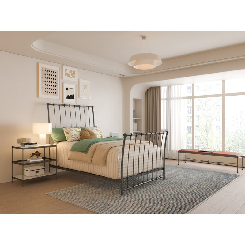 142 Altro Bed | Complete Sleigh, Full, Baroque Black
