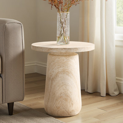Watterson Andrea 22''Tall Modern Concrete Top End Table with Simple Assembly