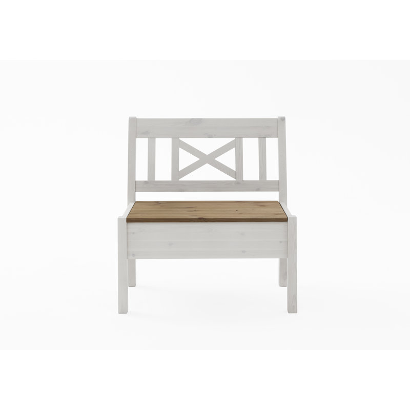 Manon Upholstered Bench with Flip Top, White/Brown, ohne Armlehnen