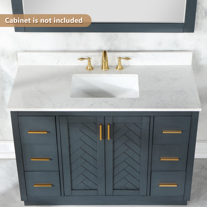 Ceres 49" White Engineered Stone Vanity Top with Sink