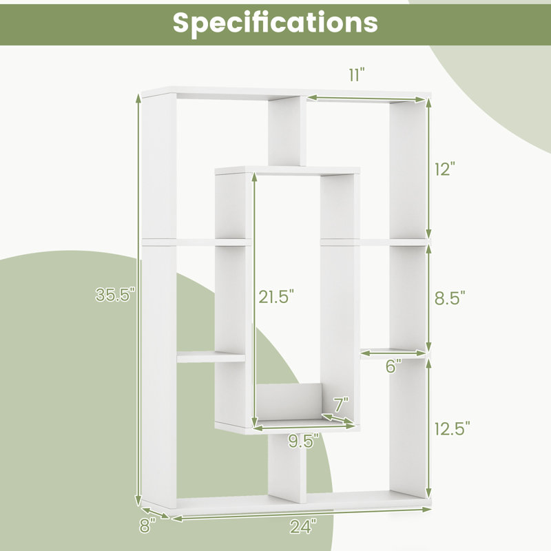  35.5'' H X 24'' W Amyleth Geometric Bookcase, White