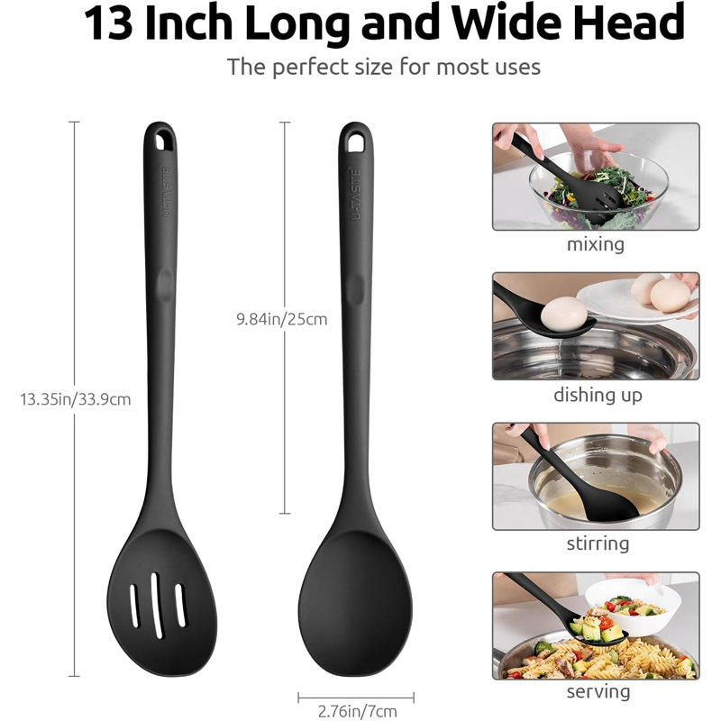 Solid & Slotted Kitchen Cooking Spoon 2PCS