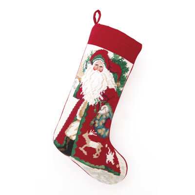 Snowflake Santa Needlepoint Stocking
