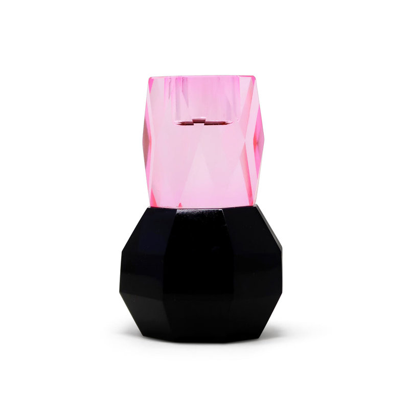 Crystal Candle Holder Pink, Pink/Black