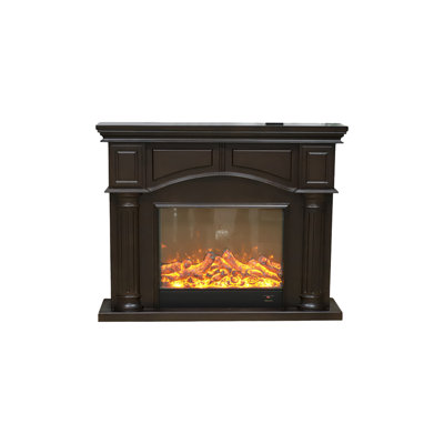 Black Solid + Manufactured Wood Electric Fireplace