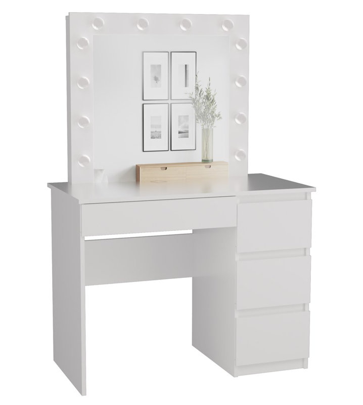Byson Dressing Table with Mirror, White