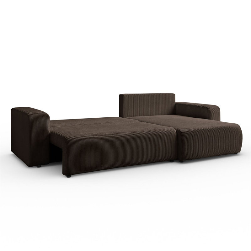 Cittlali 4 Seater Sectional Sofa Bed, Brown