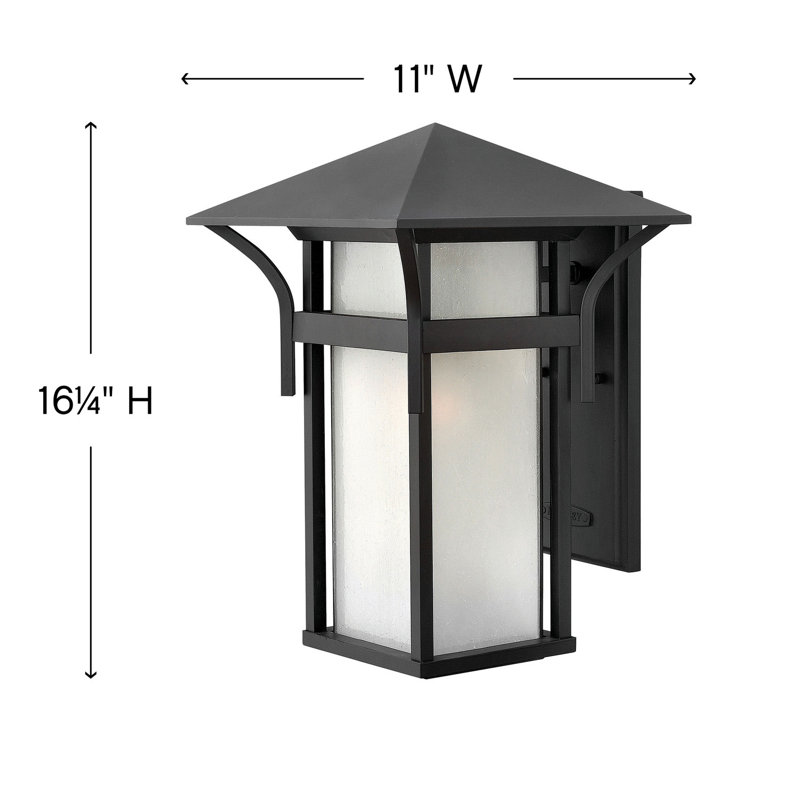Harbor Outdoor Wall Lantern, 16.3" H x 11" W, Satin Black, MED