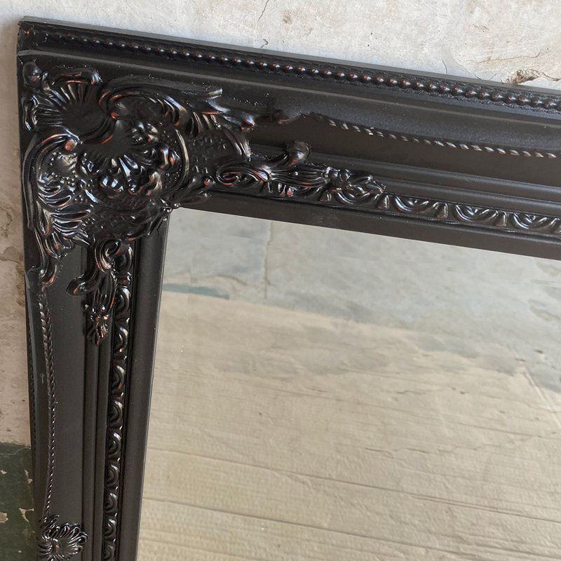 Kelleher Solid Wood Rectangle Mirror, Distressed Black, 60cm H x 50cm W