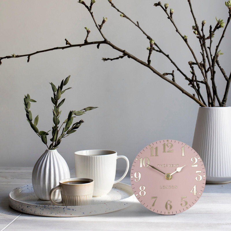 Metal Wall Clock, 15 cm H x 15 cm W x 5 cm D, Pink