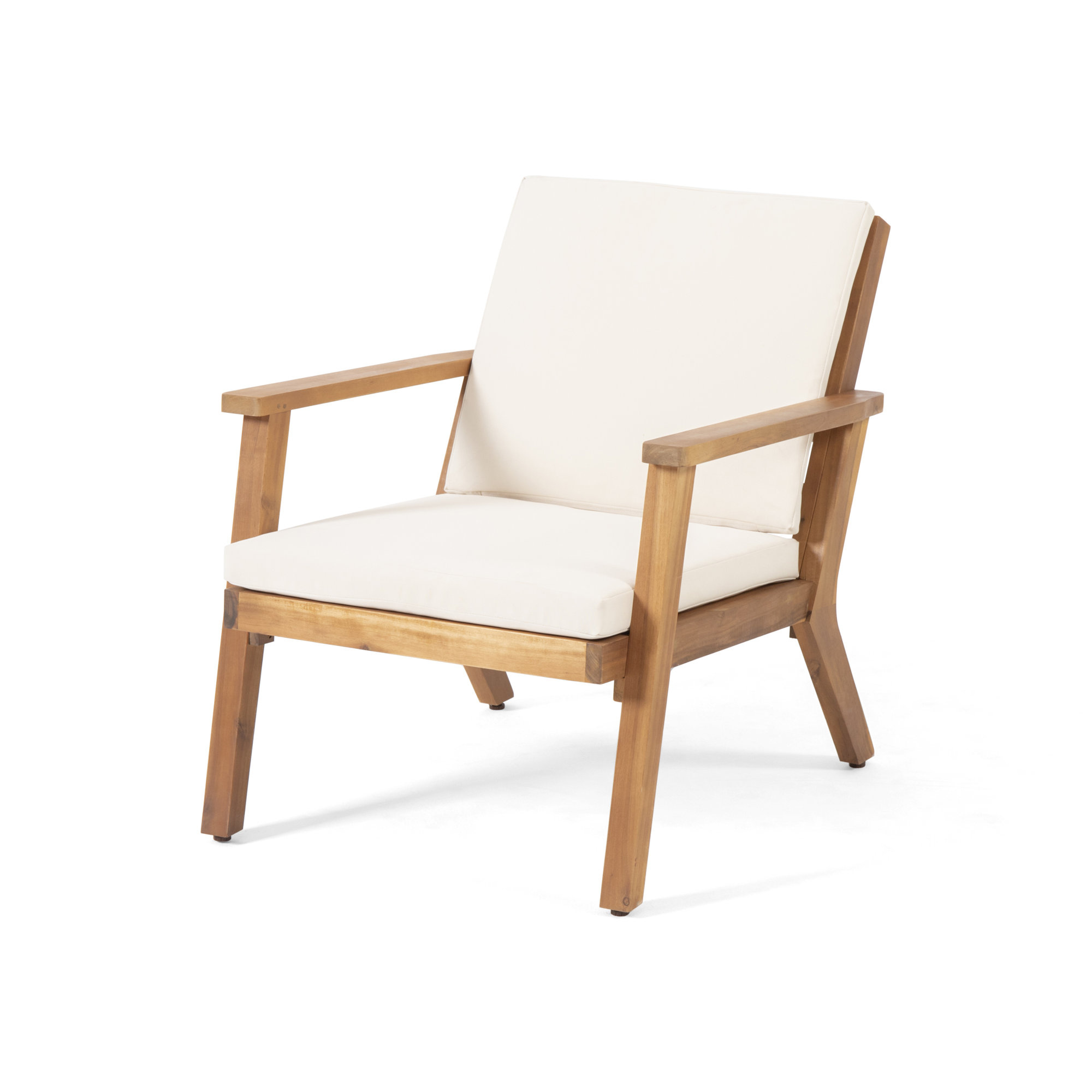 Channing Wood Outdoor Lounge Chair, Brown Patina, Cream
