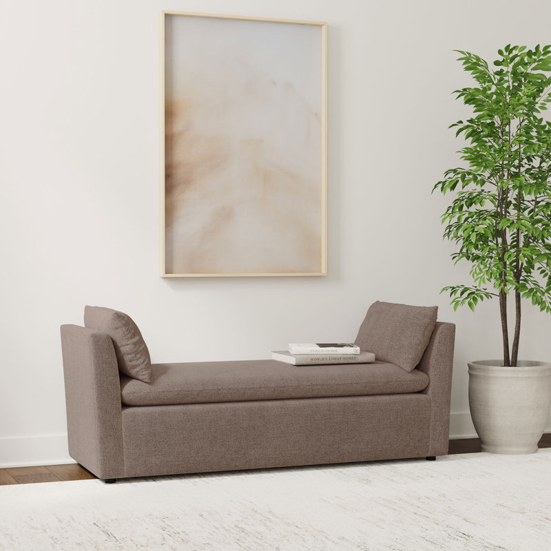 Banc d'appoint rembourré brun avec coussins Chloeann