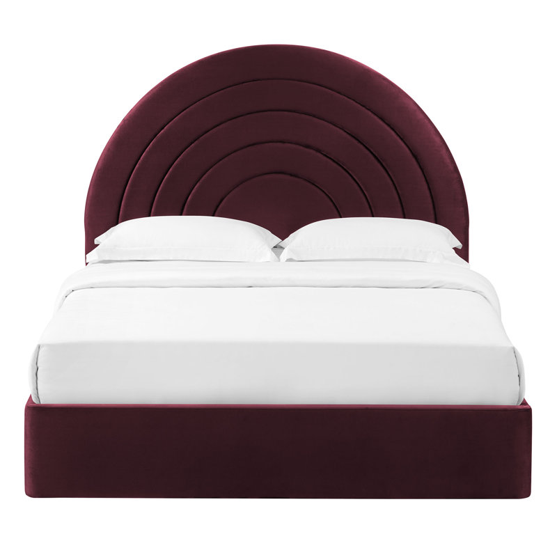 Solana Arched Performance Velvet Platform Bed, Mulberry, King