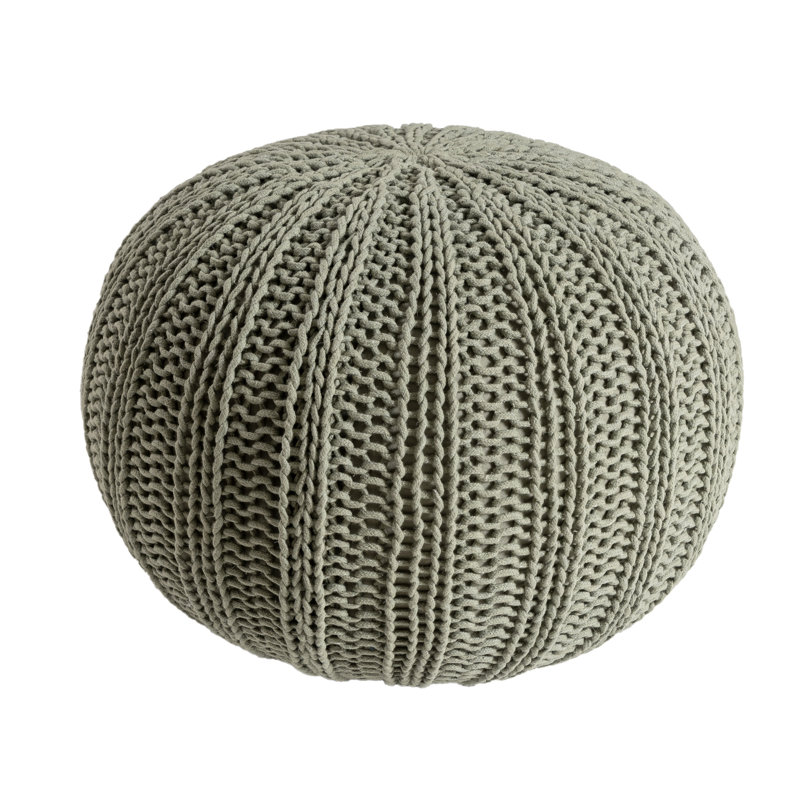 Lietz Upholstered Pouf, Light Sage