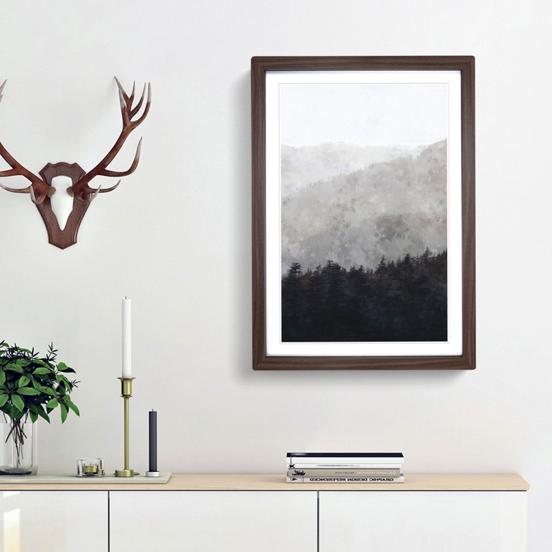 Mountain Behind the Forest Layers - Picture Frame Painting Print, Walnut Framed, 87cm H x 62cm W x 2cm D