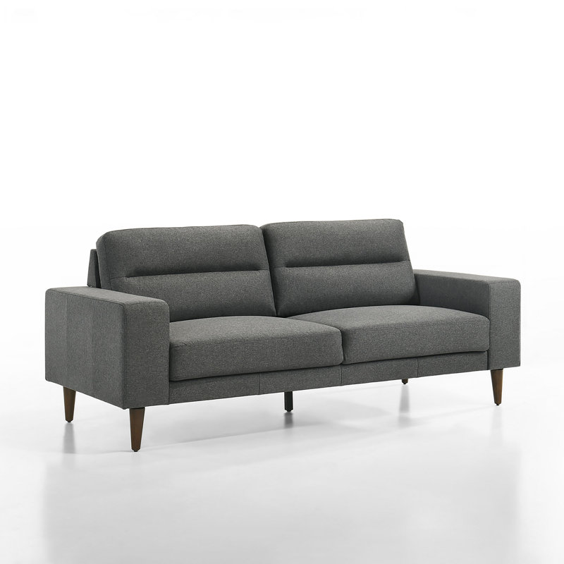Vile Sofa, 79 Inch Grey Polyester, Classic Tapered Solid Wood Legs