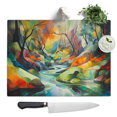 Stream Orphism  Glass Chopping Board