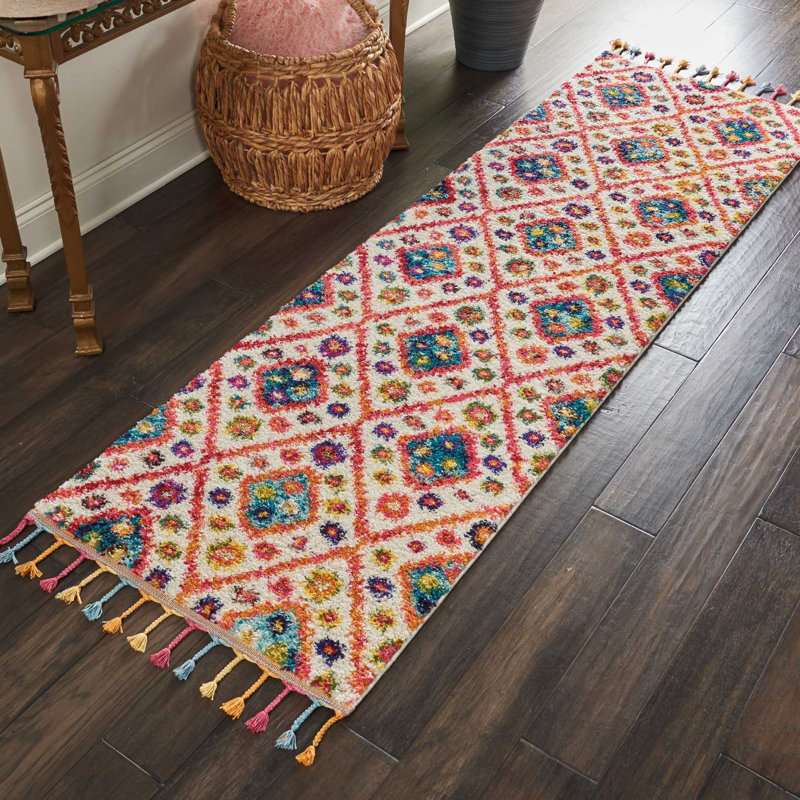 Tapis ivoire Lucina Tribal Bohemian, Tapis de couloir 2 pi 3 po x 8 pi
