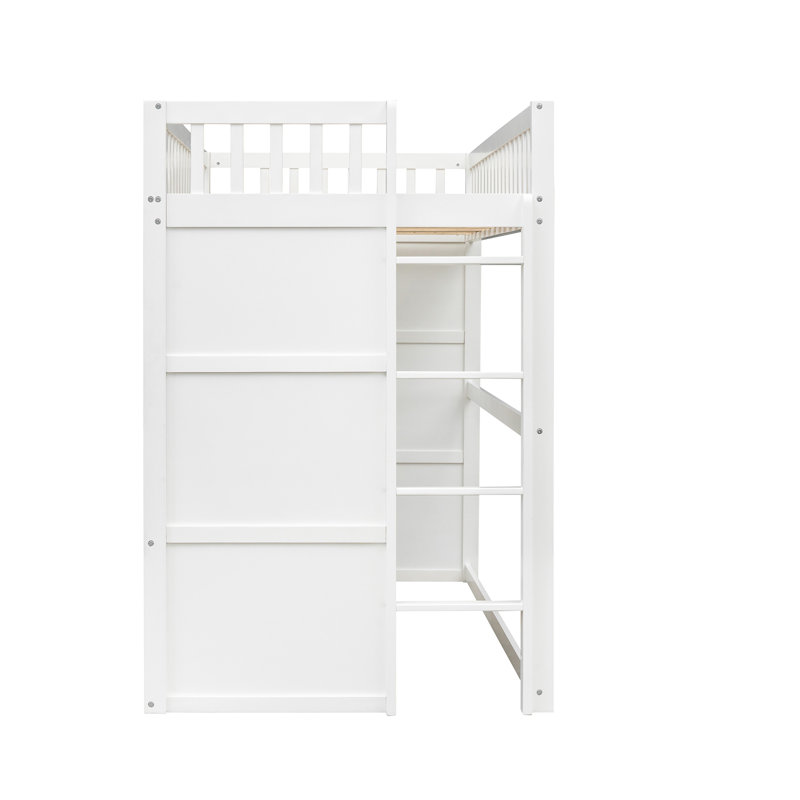 Lit mezzanine avec échelle House, Lit simple, Blanc