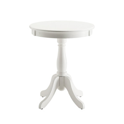 Round Pedestal Accent Table, White