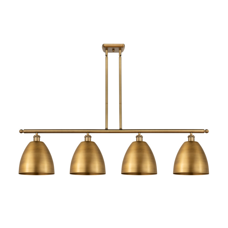 4 - Light Kitchen Island Pendant, Brushed Brass, LED