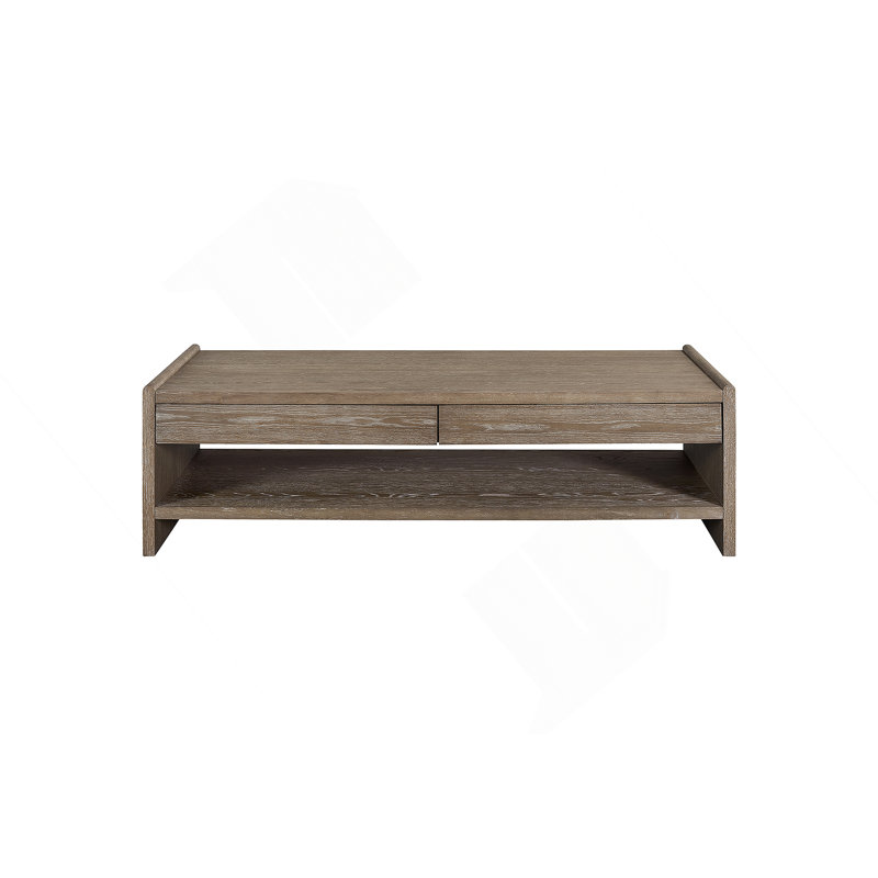 Table basse à 2 tiroirs avec plateau en bois - cacao