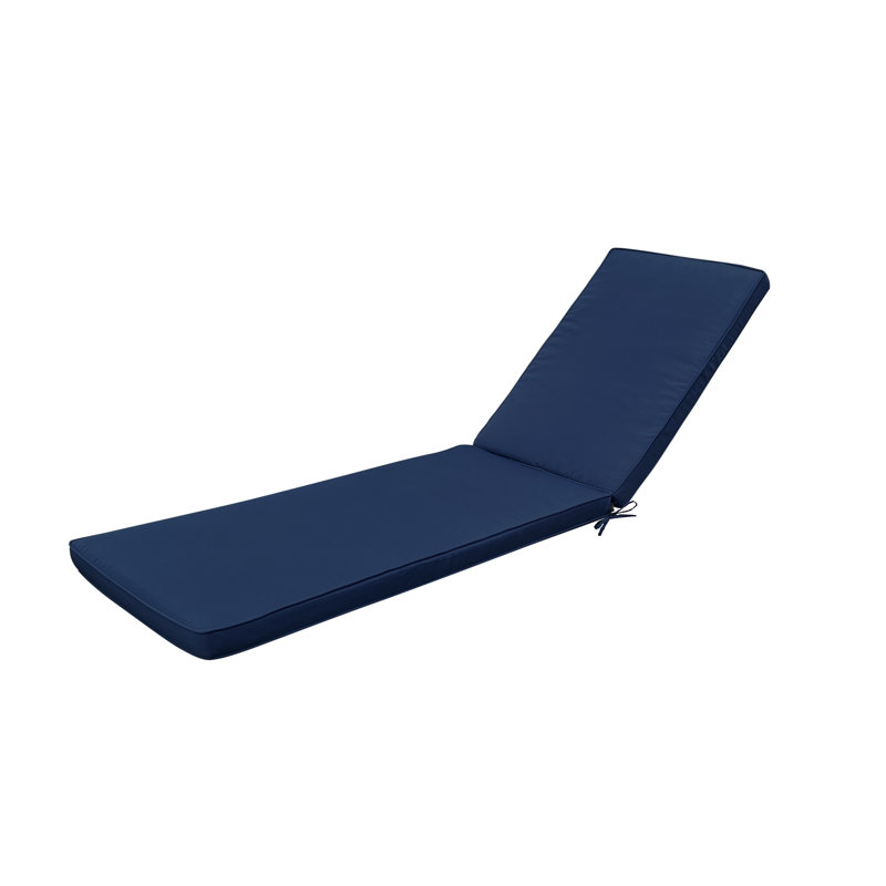 Premium Navy Blue Outdoor Chaise Lounge Cushion - UV Resistant Patio Replacement Seat with Adjustable Straps