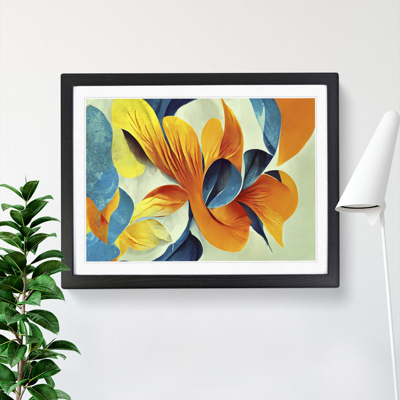 Flowers Abstract Vol.1 1 Piece Single Picture Frame Wall Art, 34cm H x 46cm W x 2cm D, Black Framed