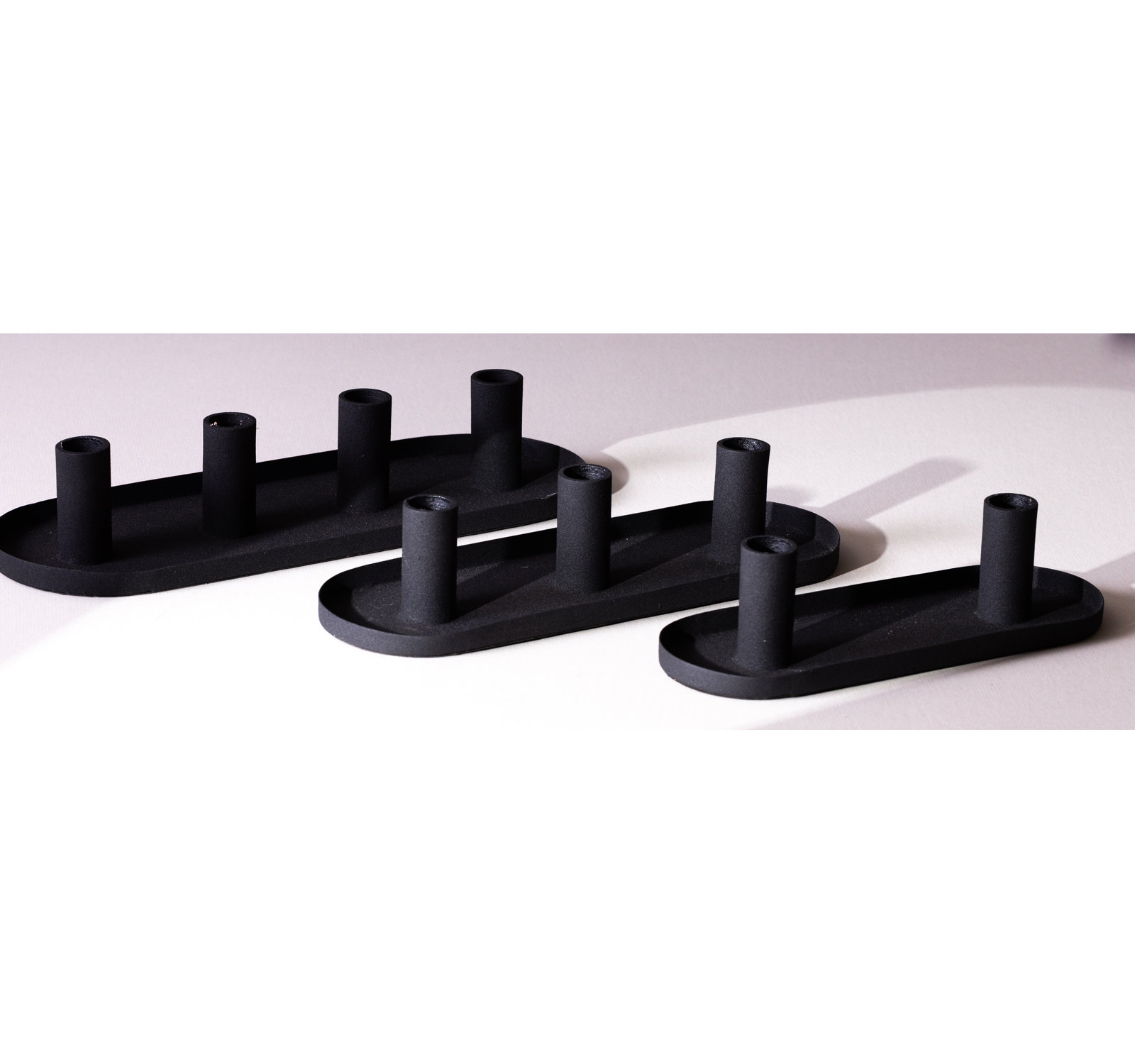 3-Piece Aluminum Candlestick Set, Black