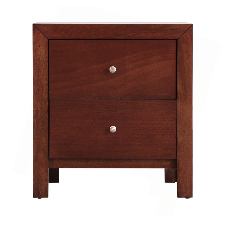 Table de chevet transitionnelle avec deux tiroirs, Cerisier