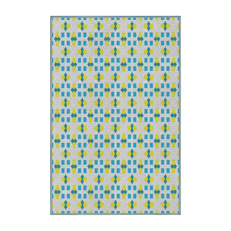 Tapis vert/gris à motifs Chamond, Rectangle 5 pi x 7 pi