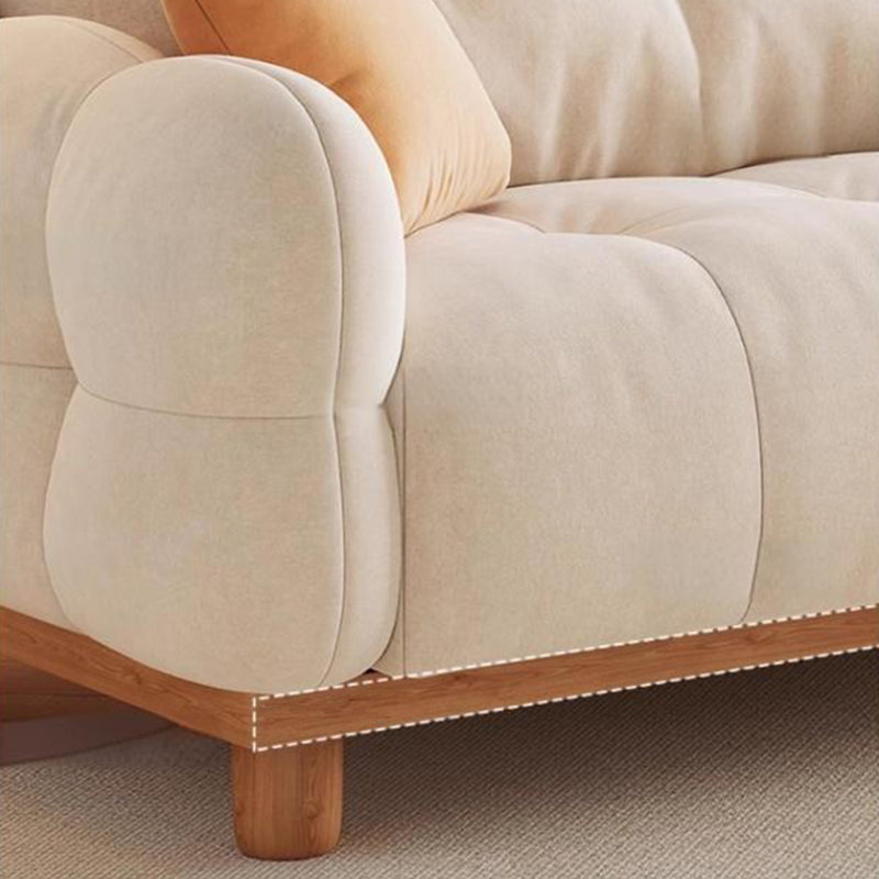 Canapé en tissu rond de style crème, H 40,55 po x l 118,11 po x P 37,4 po