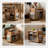 27.9"W Solid Oak Modern Moible End Table with Fluted Glass Doors, Wheels-1885166555
