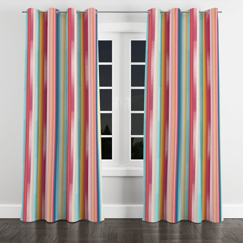 Rainbow Colors Candyland Stripes I - Rideau à œillets en velours moderne - obscurcissant - 1 panneau, l 52 po x L 120 po