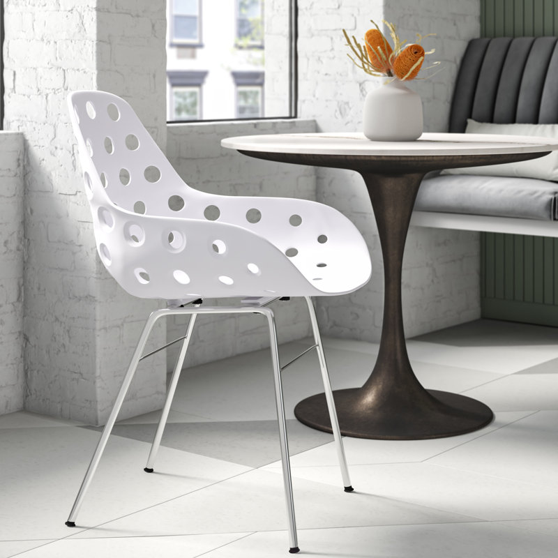 Scholten 18'' H Side Chair, White, Chrome