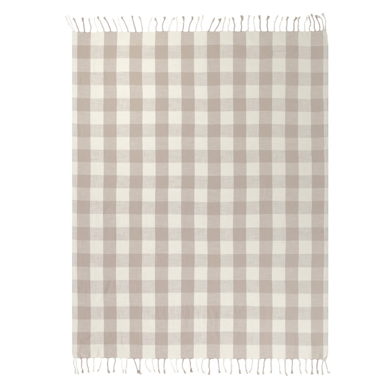 Landrich Hand Woven Throw Blanket, White/Cream