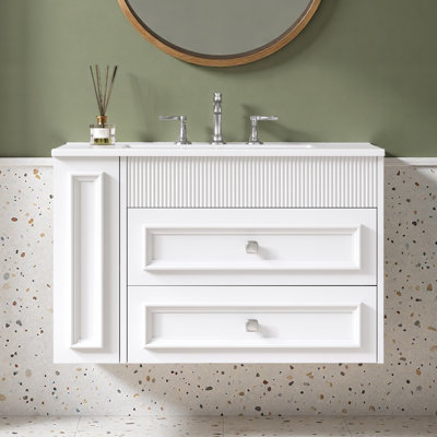 Meuble-lavabo mural moderne 30 po avec lavabo simple blanc