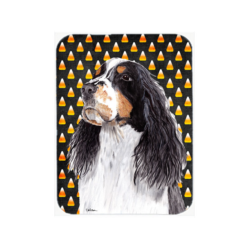 Planche à découper en verre caroline trésors springer épagneul Halloween Candy Corn