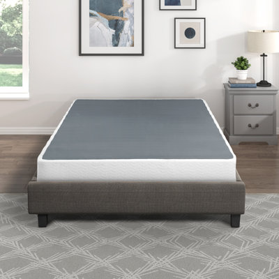 Base de matelas très grand avec structure en métal noir et tissu texturé, support à 12 lattes, hauteur de 8,5 po, méthode d'installation facile, méthode, structure, couverture d'assemblage, capacité d'assemblage, capacité de 700 lb, chambre à coucher