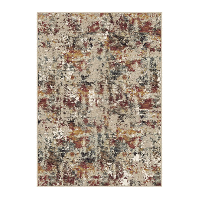 Wyers Modern Abstract Machine Washable Area Rug With Non-Slip Backing